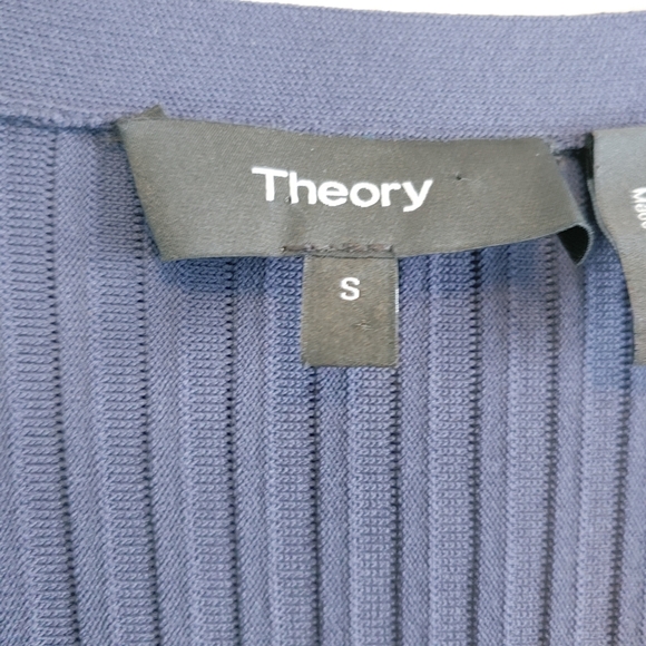 Theory Women's Ottoman Stitch Ribbed Cardigan Sz S Career Office Ruffle - Picture 5 of 10